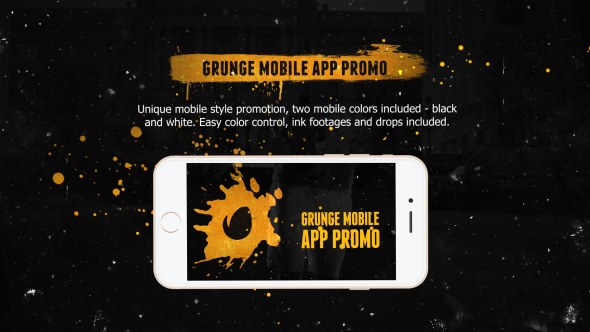 Grunge Mobile App Promo Video Displays template preview