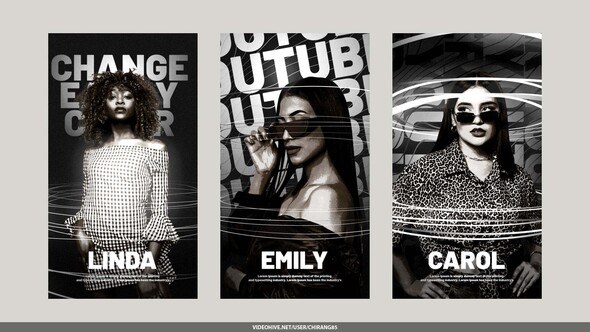 Videohive Black Animated Lines Poster Stories Openers template preview