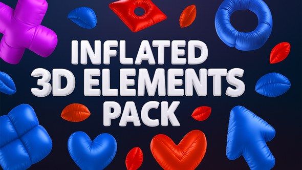 Videohive 3D Glossy Inflated Pack вЂ“ Trendy Plastic Shapes & Visual FX Elements template preview