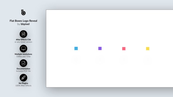 Flat Boxes Logo Reveal Video Displays template preview