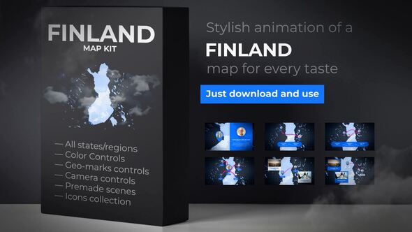 Videohive Finland Map - Republic of Finland Map Kit Video Displays template preview