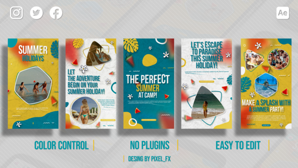 Videohive Summer Holiday Instagram Stories V2 Video Displays template preview