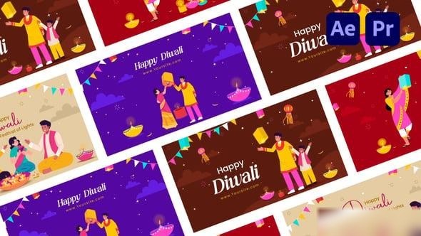 Videohive Family Happy Diwali Wishes Charecter Scene Animation Openers template preview