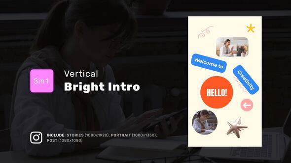 Videohive Vertical Bright Intro Openers template preview
