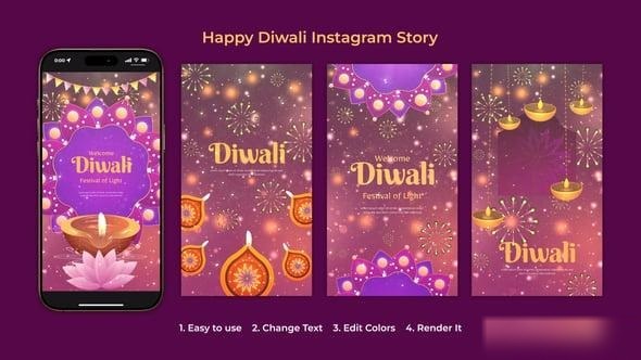 Videohive Happy Diwali Instagram Story 54756527 Openers template preview