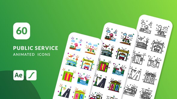 Videohive Public Service Animated Icons | After Effects Elements template preview