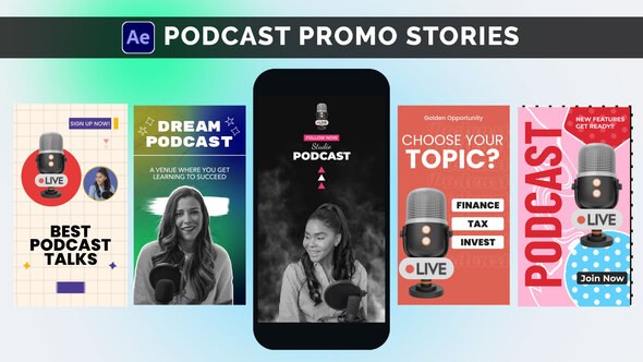 Videohive Podcast Promo Stories - Guest Invitation Openers template preview