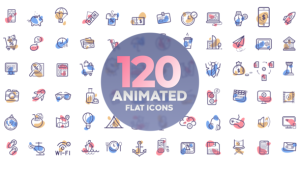 120 animated icons Video Displays template preview