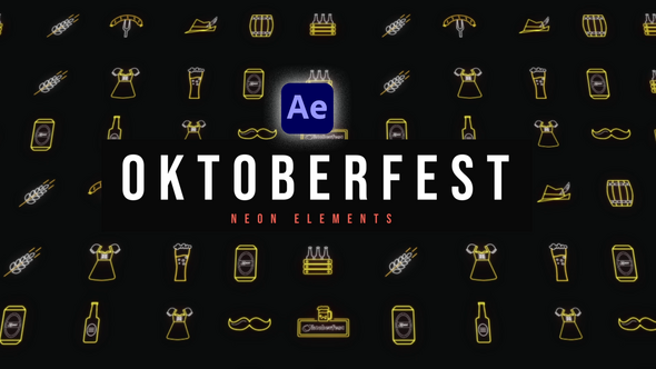 Videohive Oktoberfest Neon Icons Elements template preview