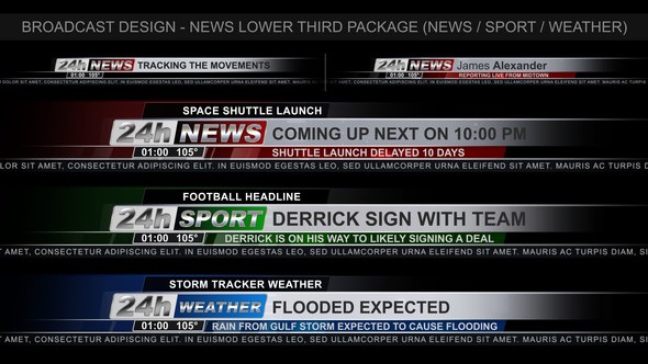 Broadcast Design - News Lower Third Package Video Displays template preview