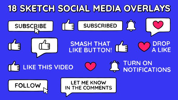 Videohive Sketch Social Media Overlays Elements template preview