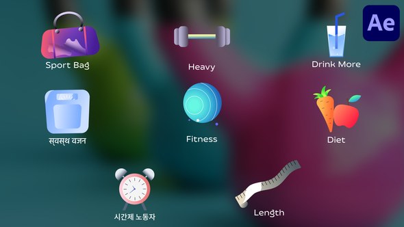 Videohive Fitness Icons And Titles for After Effects Titles template preview