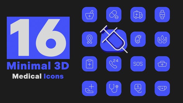 Videohive Minimal 3D - Medical Icons Elements template preview
