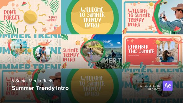 Videohive Intro/Opening Video - Summer Trendy Intro After Effects Project Files Openers template preview