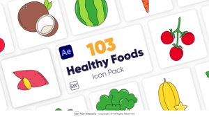 Videohive Healthy Food Icons For After Effects Product Promo template preview