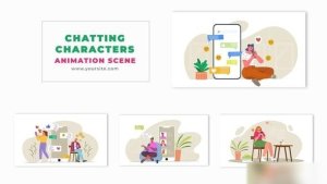 Videohive Online Chatting Character Animation Scene Elements template preview
