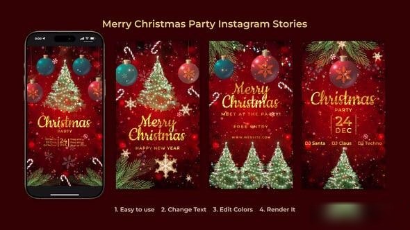 Videohive Merry Christmas Party Instagram Stories | Christmas Opener Product Promo template preview