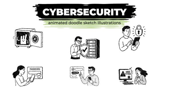Videohive Cybersecurity - Animated Doodle Sketch Illustrations Elements template preview