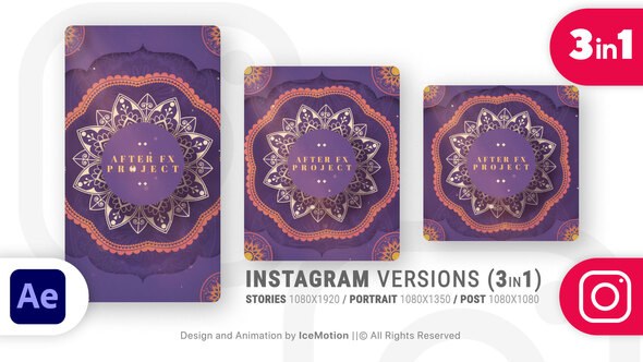 Videohive Instagram Ramadan Intro || Ramadan Opener (3 in 1) (BLUE) Ramadan template preview