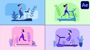 Videohive Treadmill Running Girl Explainer for After Effects Elements template preview