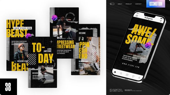 Videohive On Wall Instagram Stories Video Displays template preview