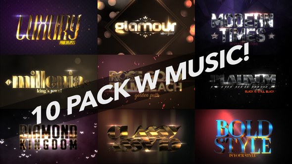 Videohive 4K Luxury 10 Logo Text Intro Pack Logo Stings template preview