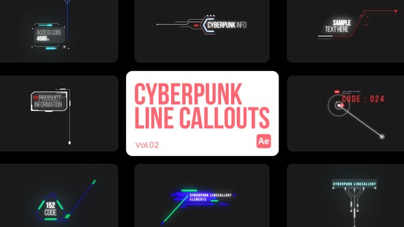 Videohive Cyberpunk Line Callouts 02 for After Effects Titles template preview