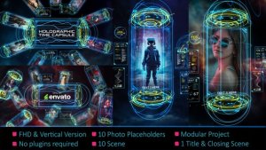 Videohive Holographic Time Capsule Slideshow Video Displays template preview