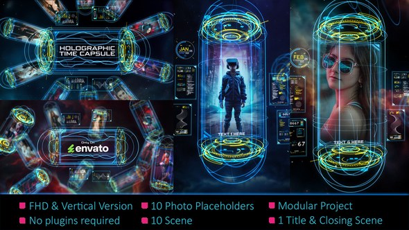 Videohive Holographic Time Capsule Slideshow Video Displays template preview