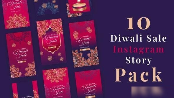 Videohive Diwali Sale Instagram Stories Openers template preview