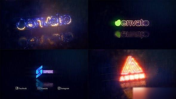 Videohive Neon Light Reveal Logo Logo Stings template preview