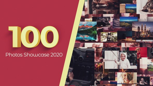 100 Photos Showcase Intro Video Displays template preview