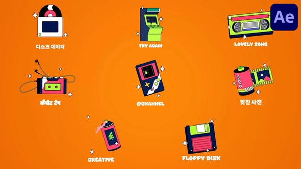 Videohive Retro Things Icons And Titles for After Effects Titles template preview