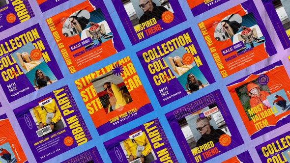 Videohive Trendy Streetwear Instagram Posts Product Promo template preview