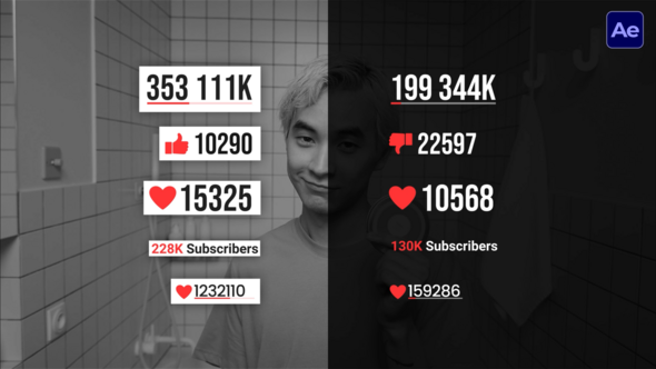 Videohive Social Media Counter  AE Infographics template preview