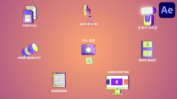 Videohive Camera Filming Icons And Titles for After Effects Titles template preview