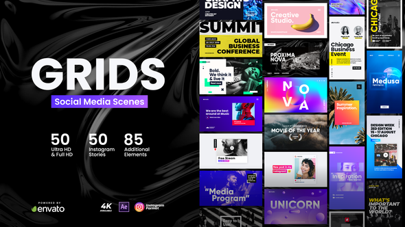 Grids - Social Media Scenes Video Displays template preview