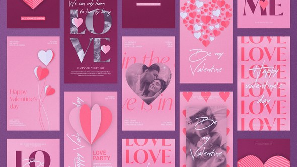 Videohive Valentine's day Stories and Posts Video Displays template preview