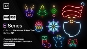 Christmas Neon Elements Video Displays template preview