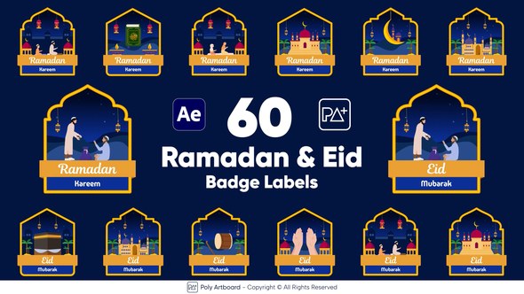 Videohive Ramadan & Eid Badge Labels For After Effects Ramadan template preview