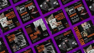 Videohive Tattoo Studio Social Posts Product Promo template preview