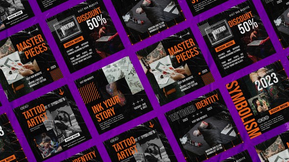 Videohive Tattoo Studio Social Posts Product Promo template preview