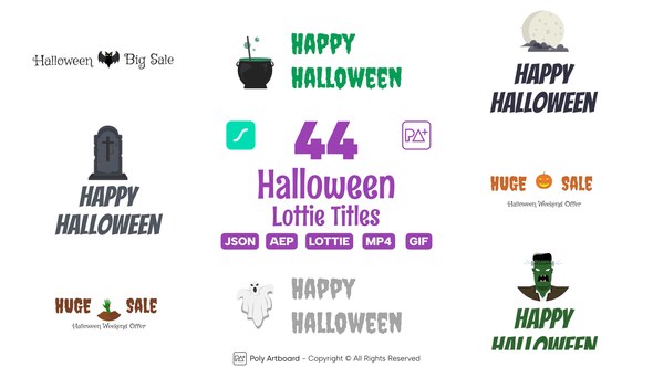 Videohive Halloween Sale&Title Lottie Collection Titles template preview