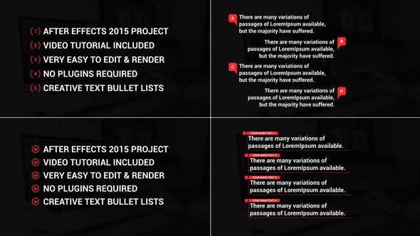 Videohive Modern Text Bullet Lists Elements template preview