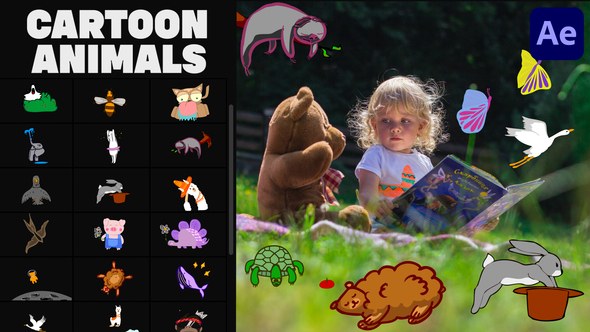 Videohive Cartoon Animals Animations 01 for After Effects Elements template preview