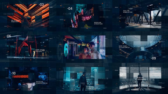 Videohive Sci-Fi Digital Slideshow Video Displays template preview