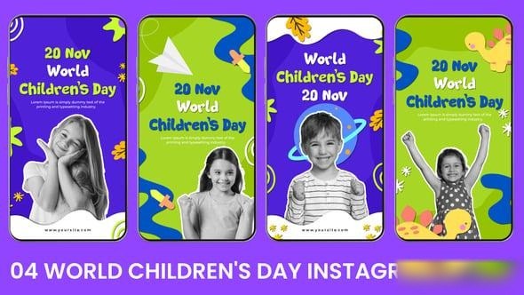 Videohive World Childrens Day Instagram Story Elements template preview