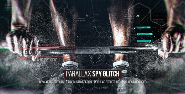Videohive Parallax Spy Glitch Video Displays template preview