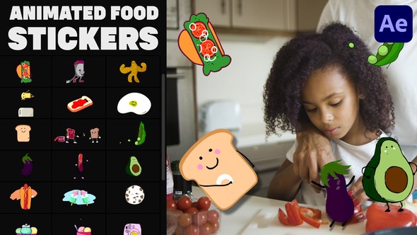 Videohive Animated Food Stickers | After Effects Elements template preview