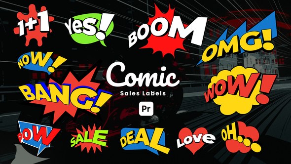 Comic Sale Labels for Premiere Pro Premiere Pro template preview
